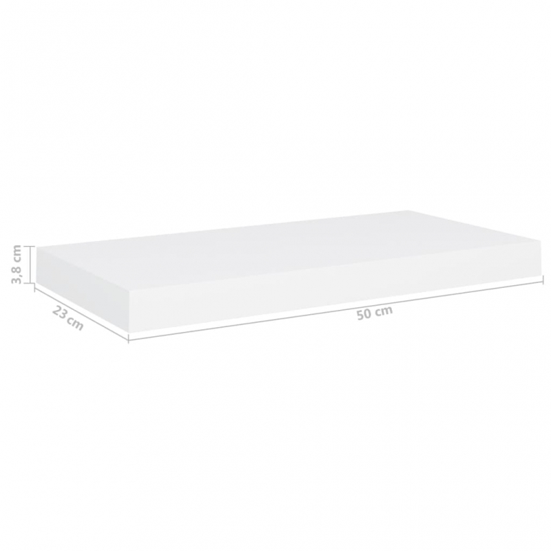 Schweberegale 2 Stk. Weiß 50x23x3,8 cm MDF
