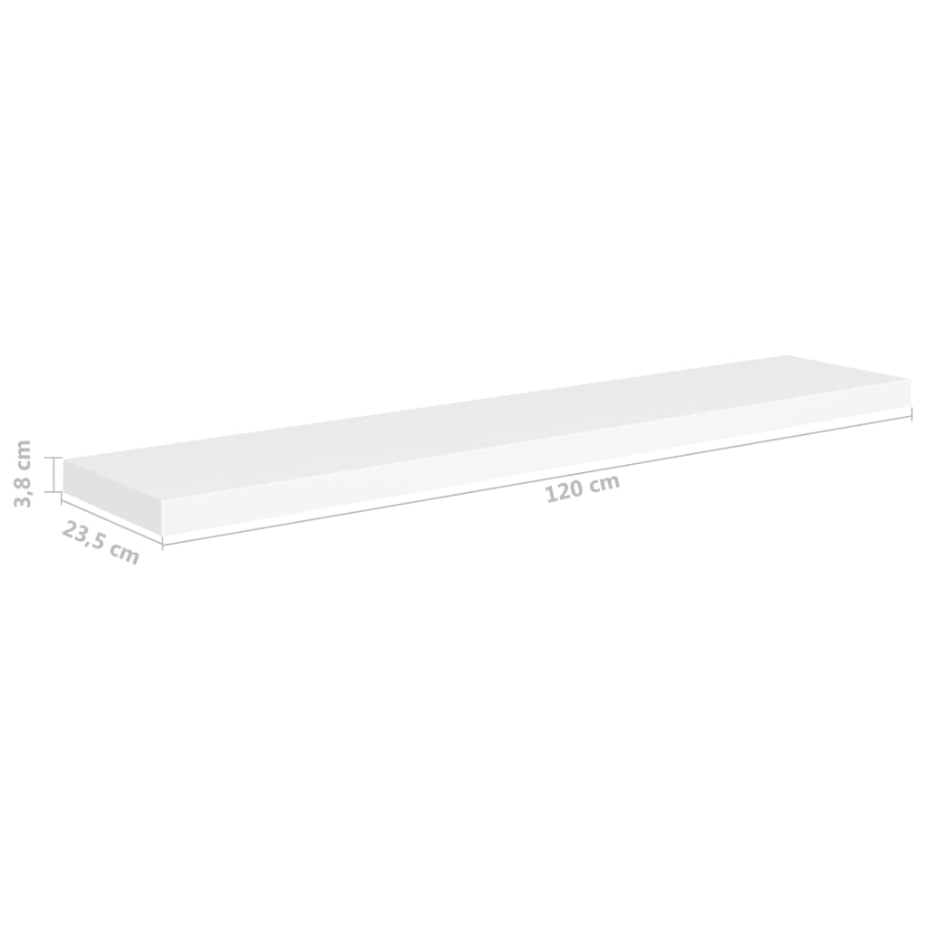Schweberegale 2 Stk. Weiß 120x23,5x3,8 cm MDF