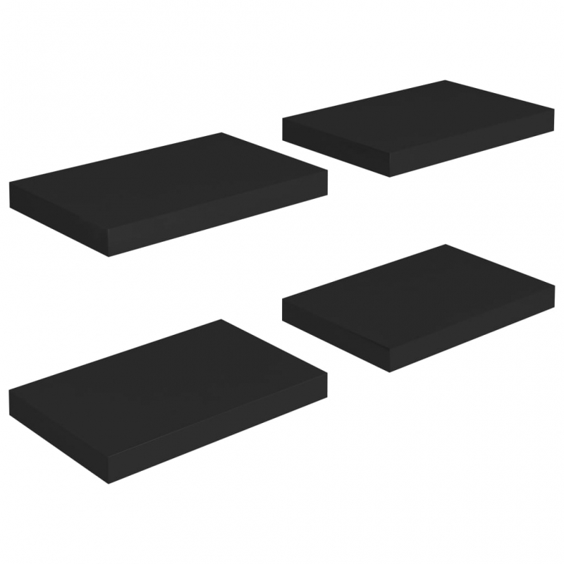 Schweberegale 4 Stk. Schwarz 40x23x3,8 cm MDF