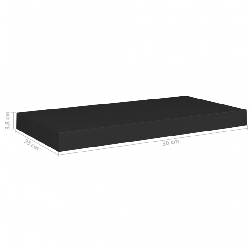 Schweberegal Schwarz 50x23x3,8 cm MDF