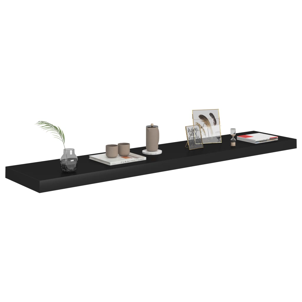 Schweberegale 2 Stk. Schwarz 120x23,5x3,8 cm MDF