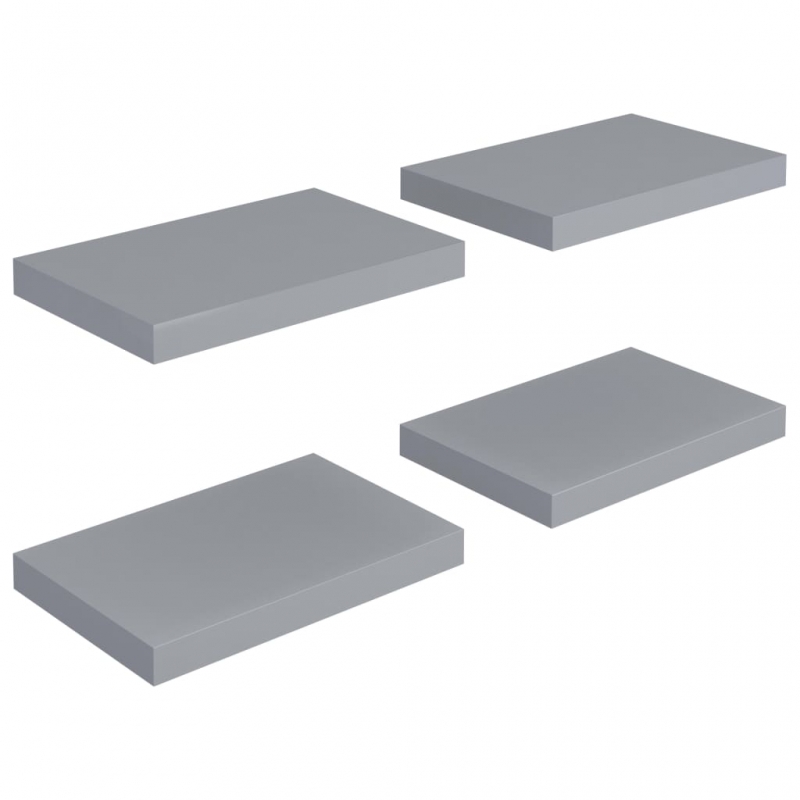 Schwebende Wandregale 4 Stk. Grau 40x23x3,8cm MDF