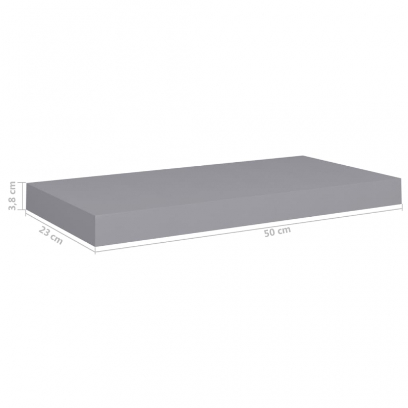 Schweberegal Grau 50x23x3,8 cm MDF