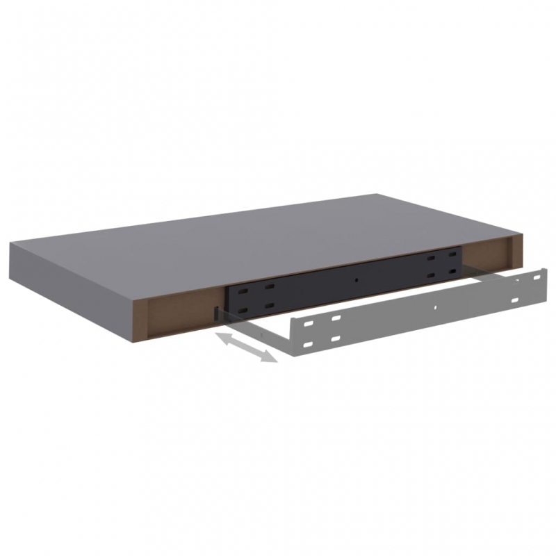 Schweberegale 4 Stk. Grau 50x23x3,8 cm MDF