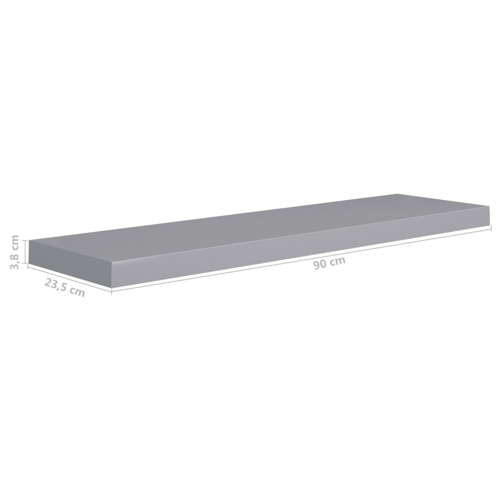 Schwebende Wandregale 4 Stk. Grau 90x23,5x3,8cm MDF