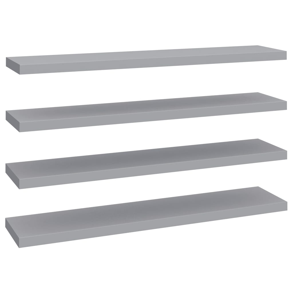 Schwebende Wandregale 4 Stk. Grau 120x23,5x3,8 cm MDF