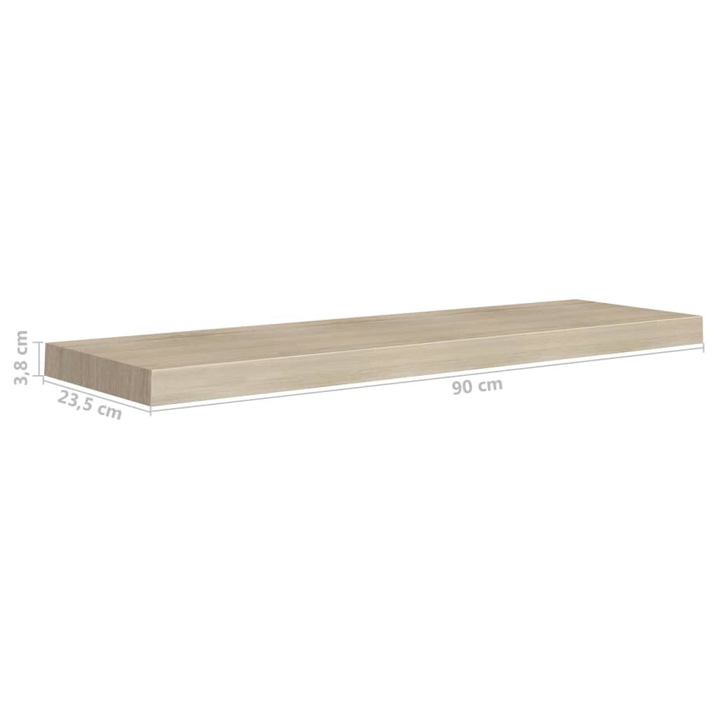 Schweberegale 2 Stk. Eichen-Optik 90x23,5x3,8 cm MDF