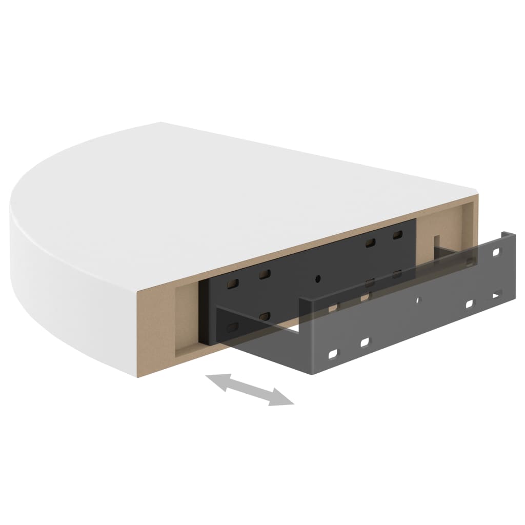 Eck-Schweberegale 2 Stk. Weiß 25x25x3,8 cm MDF