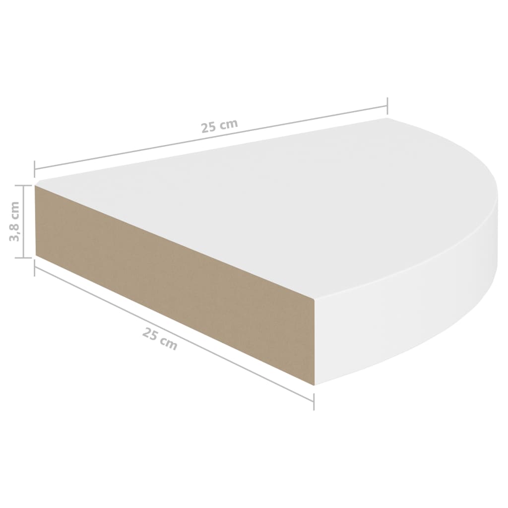 Eck-Schweberegale 2 Stk. Weiß 25x25x3,8 cm MDF