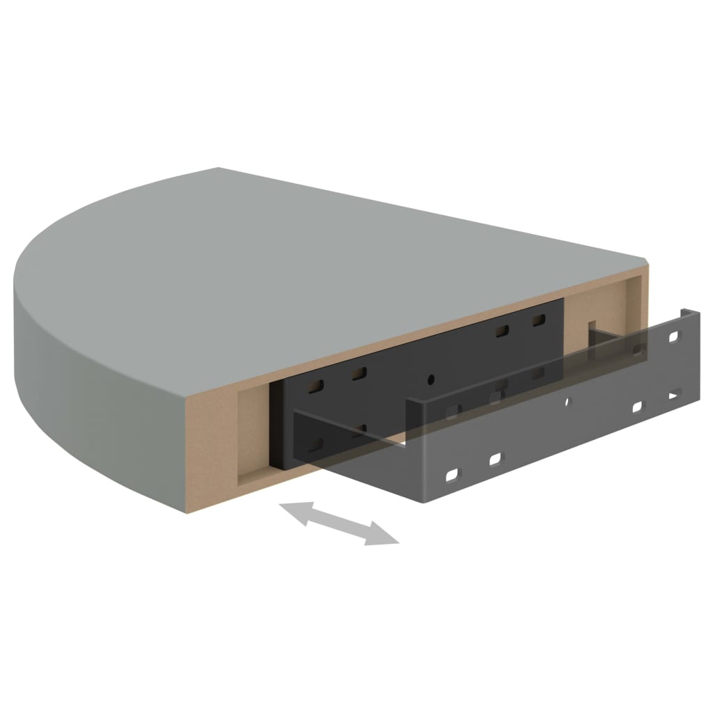 Eck-Schweberegale 4 Stk. Grau 25x25x3,8 cm MDF