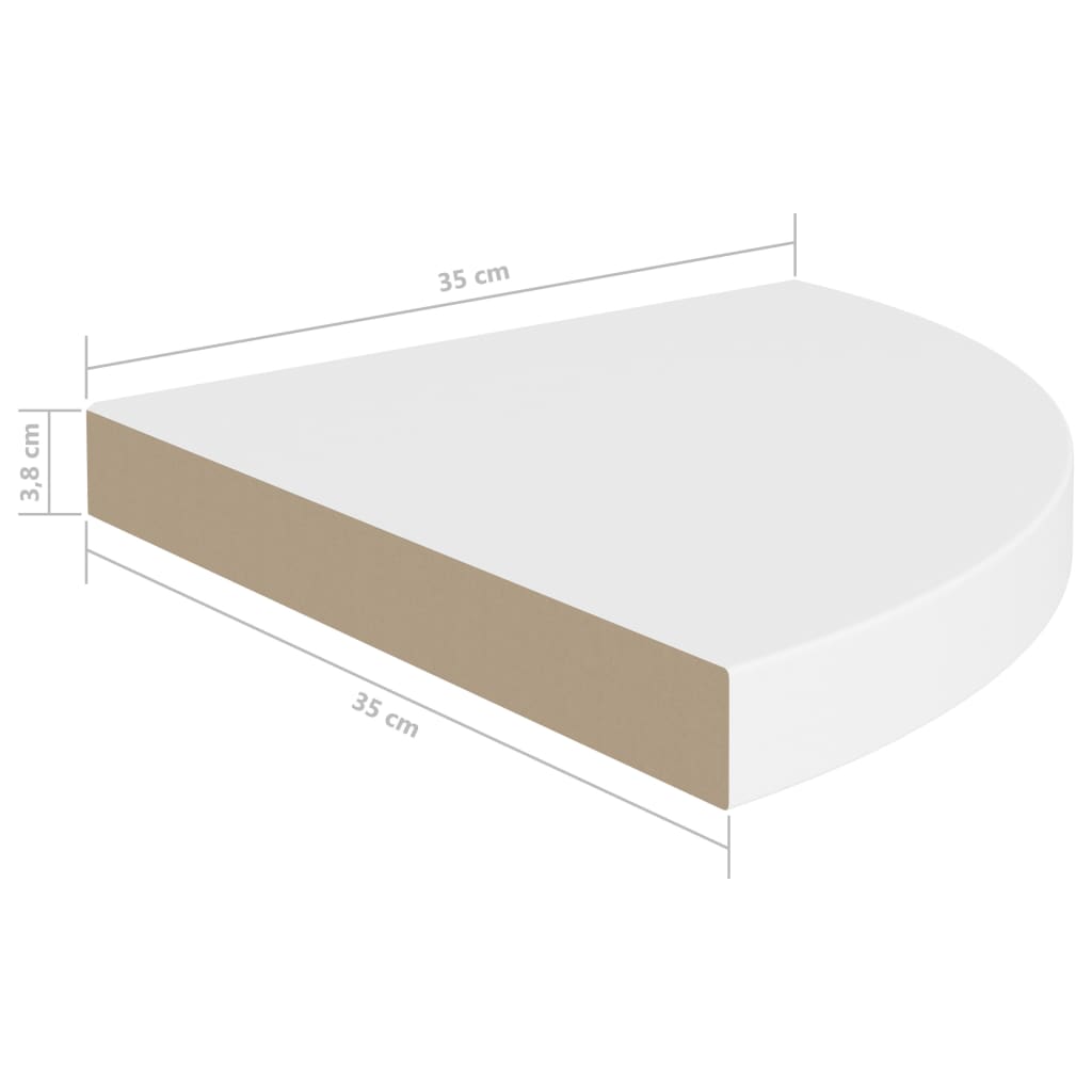 Eck-Schweberegale 4 Stk. Weiß 35x35x3,8 cm MDF
