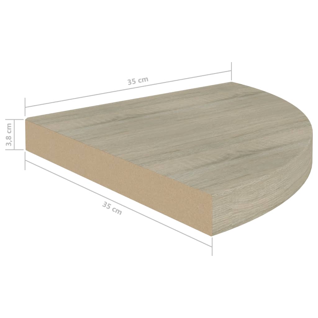 Eck-Schweberegale 4 Stk. Eichen-Optik 35x35x3,8 cm MDF