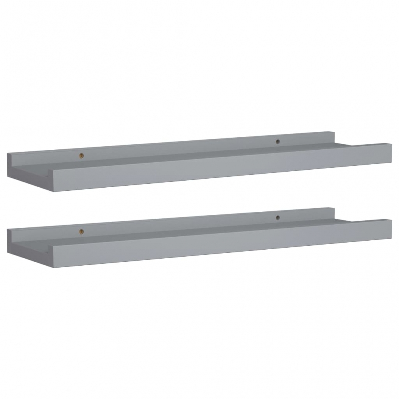 Bilderleisten 2 Stk. Grau 40x9x3 cm MDF