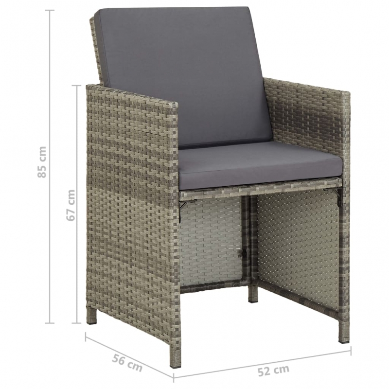 Gartenstühle 2 Stk. mit Auflagen Poly Rattan Grau