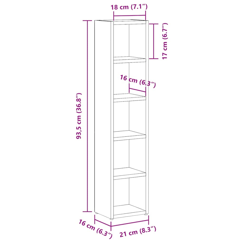 CD-Regale 2 Stk. Weiß 21x16x93,5 cm Holzwerkstoff