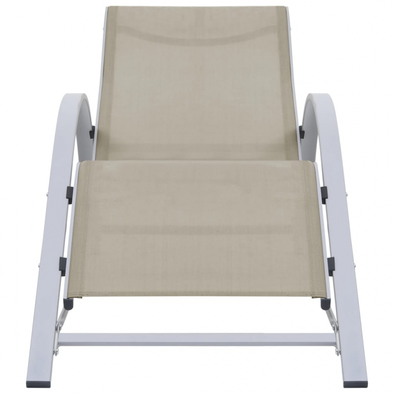 Sonnenliegen 2 Stk. mit Tisch Aluminium Cremeweiß