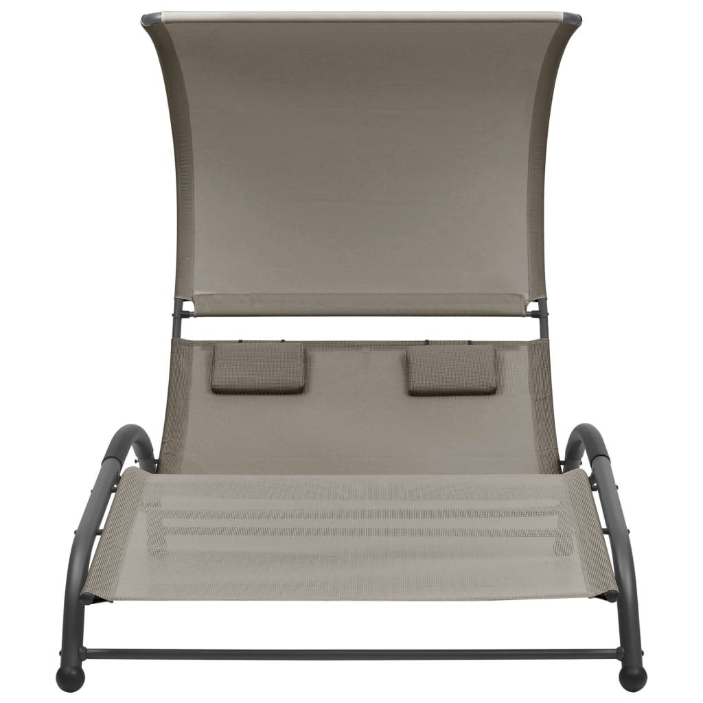 Doppel-Sonnenliege mit Sonnendach Textilene Taupe