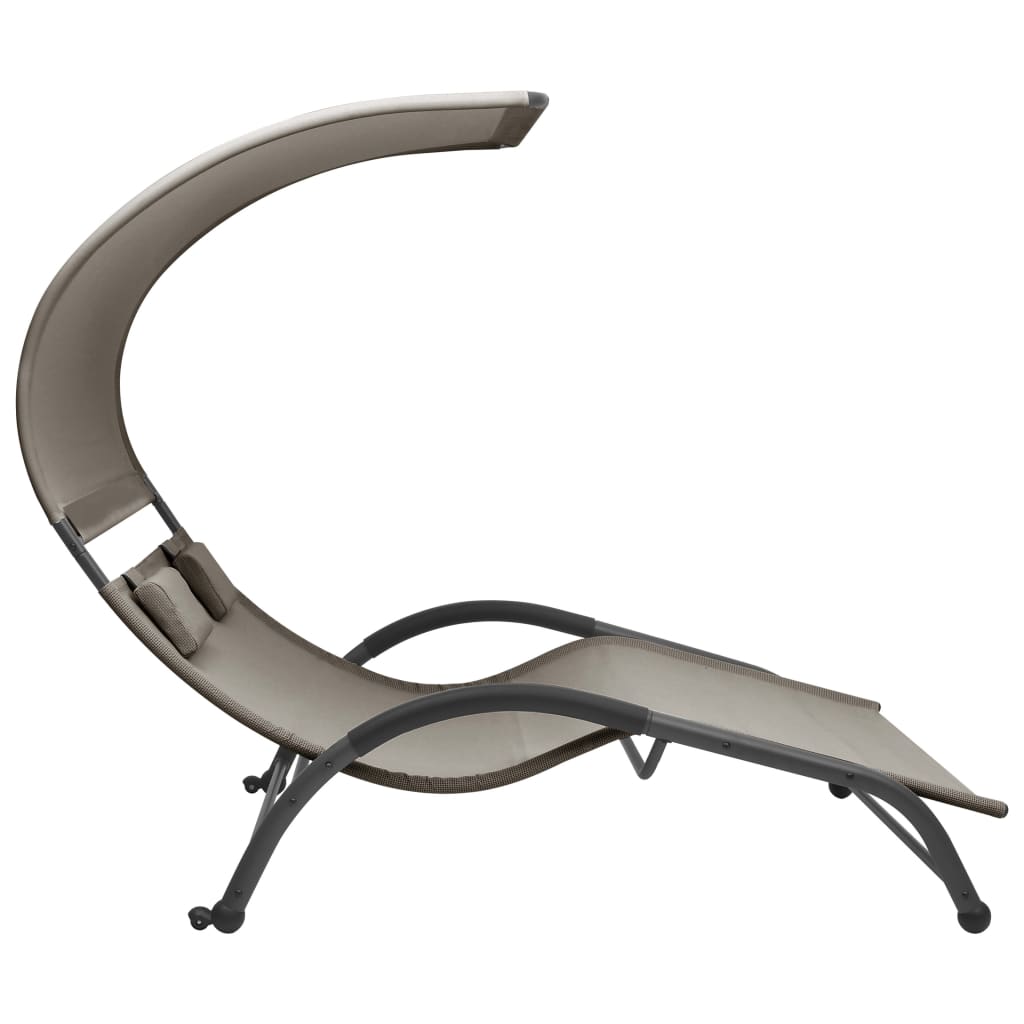 Doppel-Sonnenliege mit Sonnendach Textilene Taupe