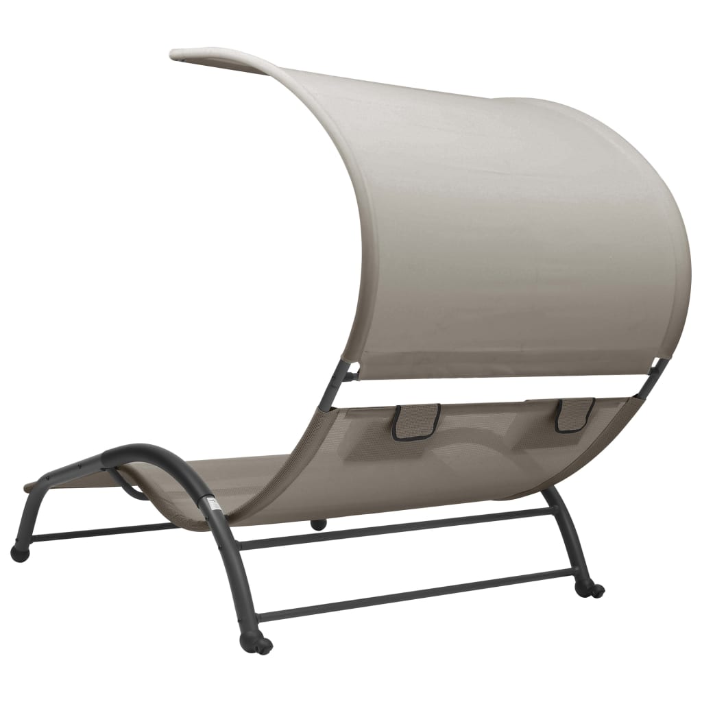 Doppel-Sonnenliege mit Sonnendach Textilene Taupe