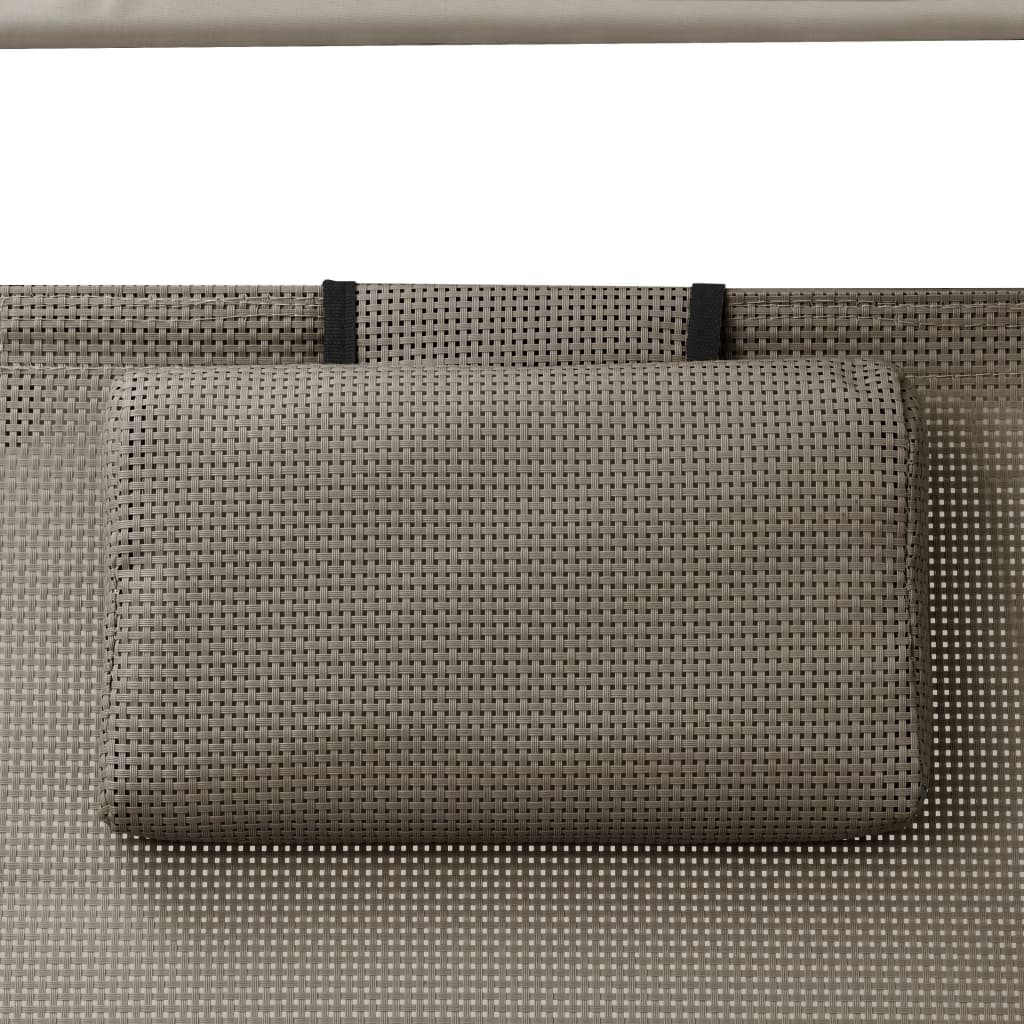 Doppel-Sonnenliege mit Sonnendach Textilene Taupe