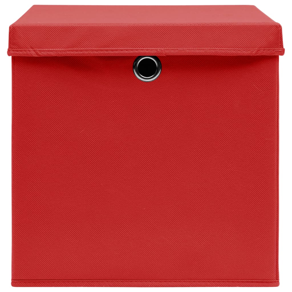 Aufbewahrungsboxen mit Deckeln 10 Stk. 28x28x28 cm Rot