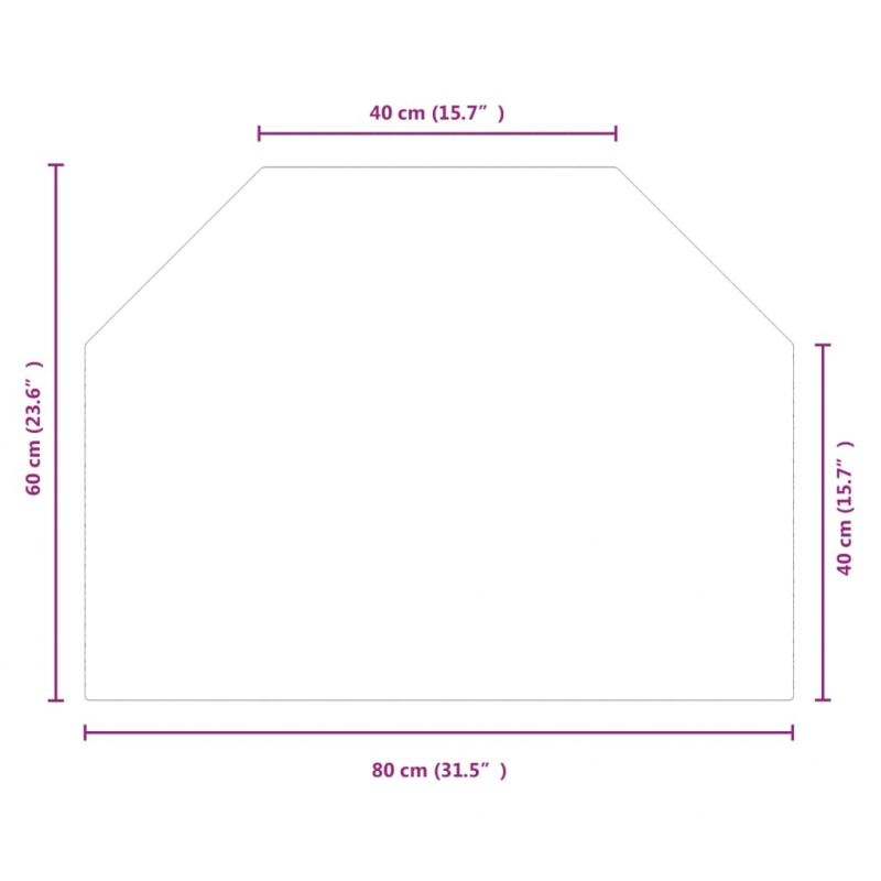 Kaminofen Glasplatte Sechseck 80x60 cm