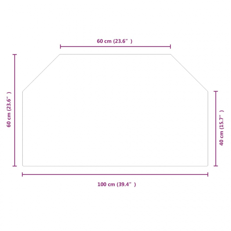 Kaminofen Glasplatte Sechseck 100x60 cm