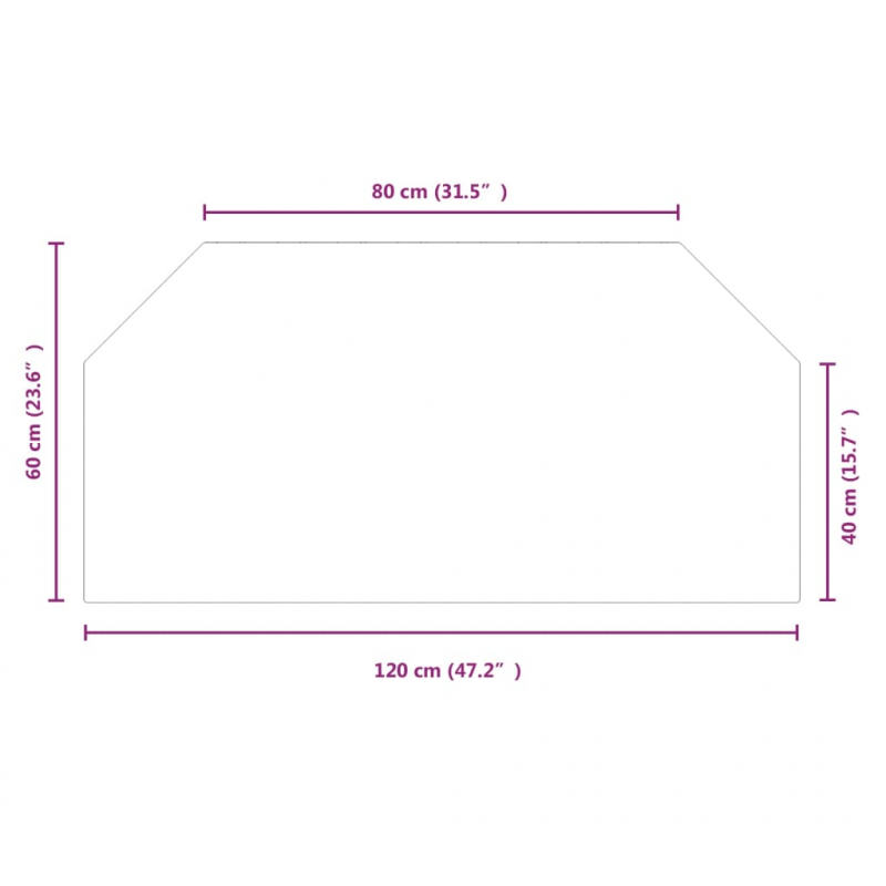 Kaminofen Glasplatte Sechseck 120x60 cm