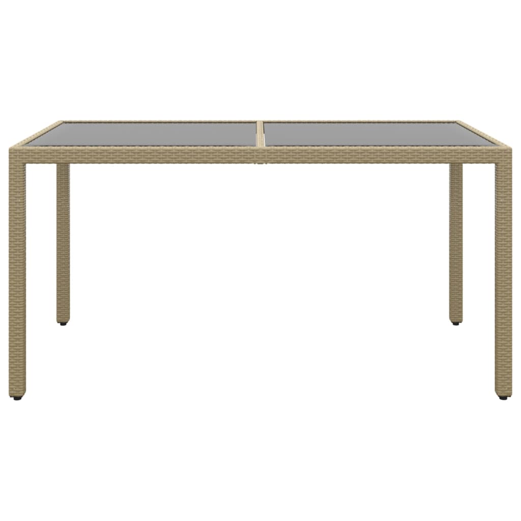 Gartentisch 150x90x75 cm Hartglas und Poly Rattan Beige