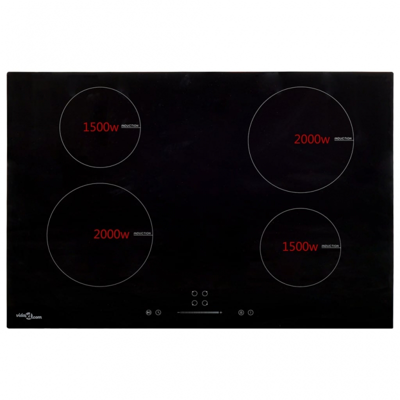 Induktionskochfeld mit 4 Platten Touch Control Glas 77cm 7000 W