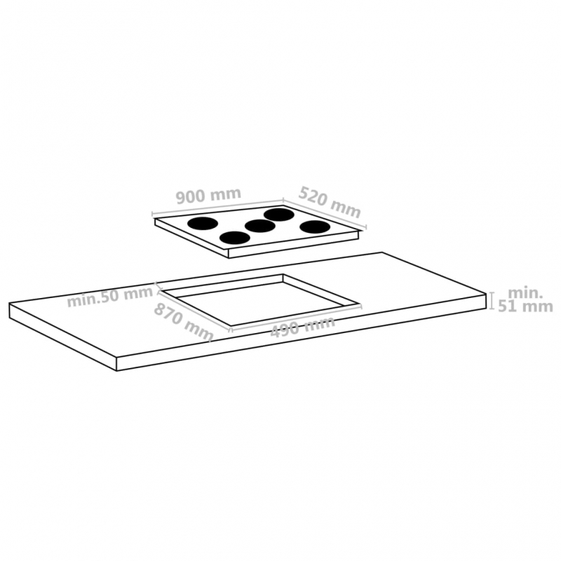 Glaskeramik-Kochfeld mit 5 Platten Touch Control 90cm cm 8500 W