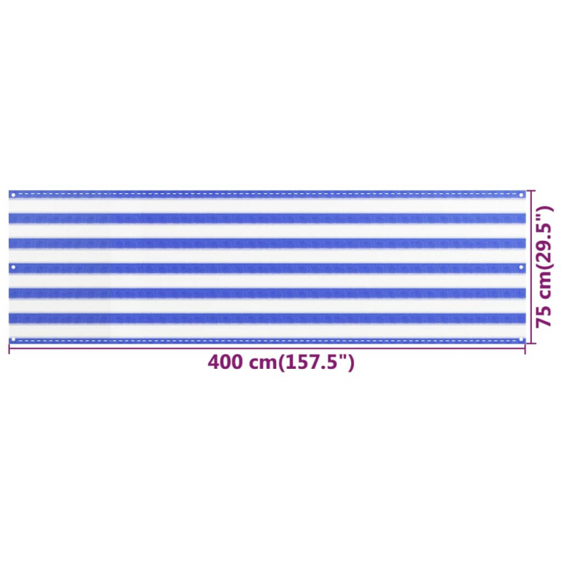 Balkon-Sichtschutz Blau und Weiß 75x400 cm HDPE