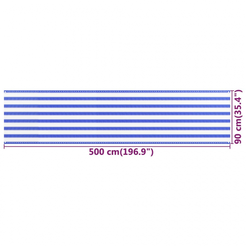 Balkon-Sichtschutz Blau und Weiß 90x500 cm HDPE