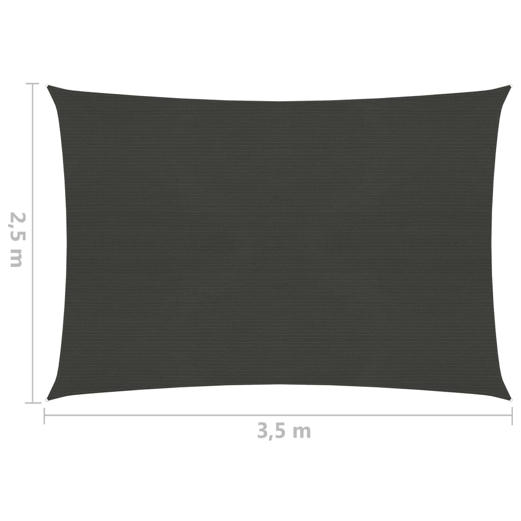 Sonnensegel 160 g/m² Anthrazit 2,5x3,5 m HDPE