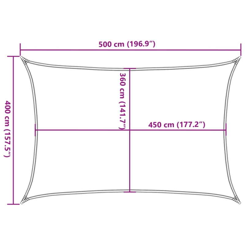 Sonnensegel 160 g/m² Anthrazit 4x5 m HDPE