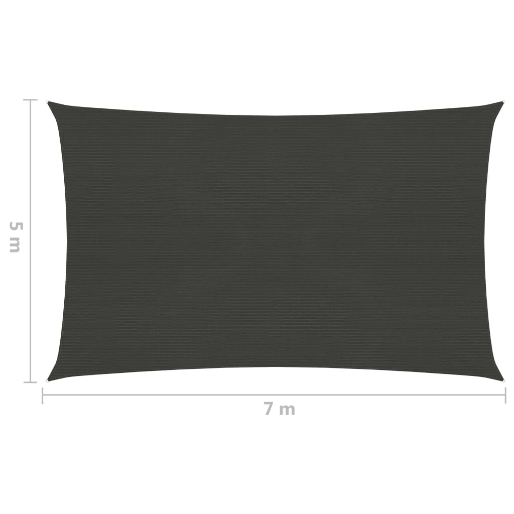 Sonnensegel 160 g/m² Anthrazit 5x7 m HDPE