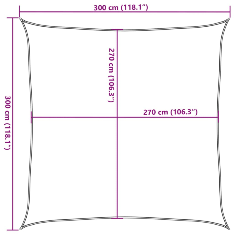 Sonnensegel 160 g/m² Beige 3x3 m HDPE