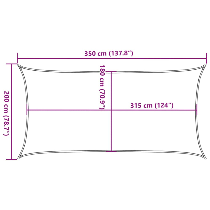 Sonnensegel 160 g/m² Beige 2x3,5 m HDPE