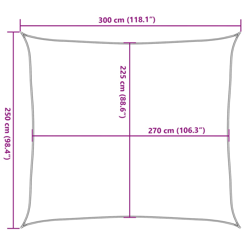 Sonnensegel 160 g/m² Beige 2,5x3 m HDPE