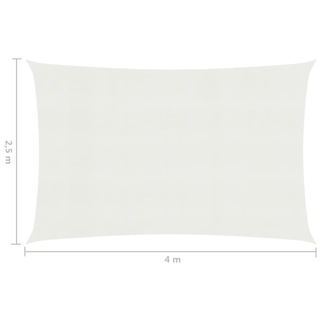 Sonnensegel 160 g/m² Weiß 2,5x4 m HDPE