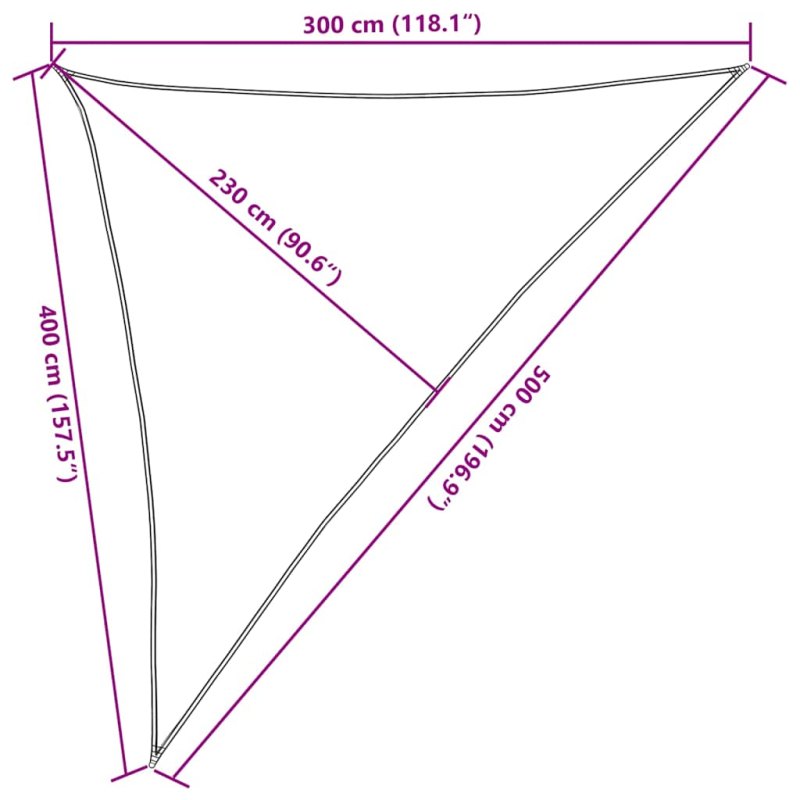 Sonnensegel 160 g/m² Hellgrün 3x4x5 m HDPE