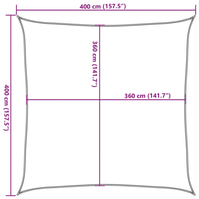 Sonnensegel 160 g/m² Terrakottarot 4x4 m HDPE