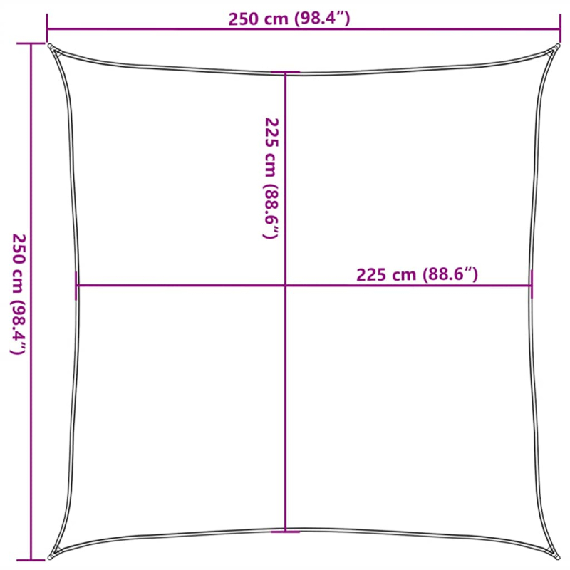 Sonnensegel 160 g/m² Taupe 2,5x2,5 m HDPE