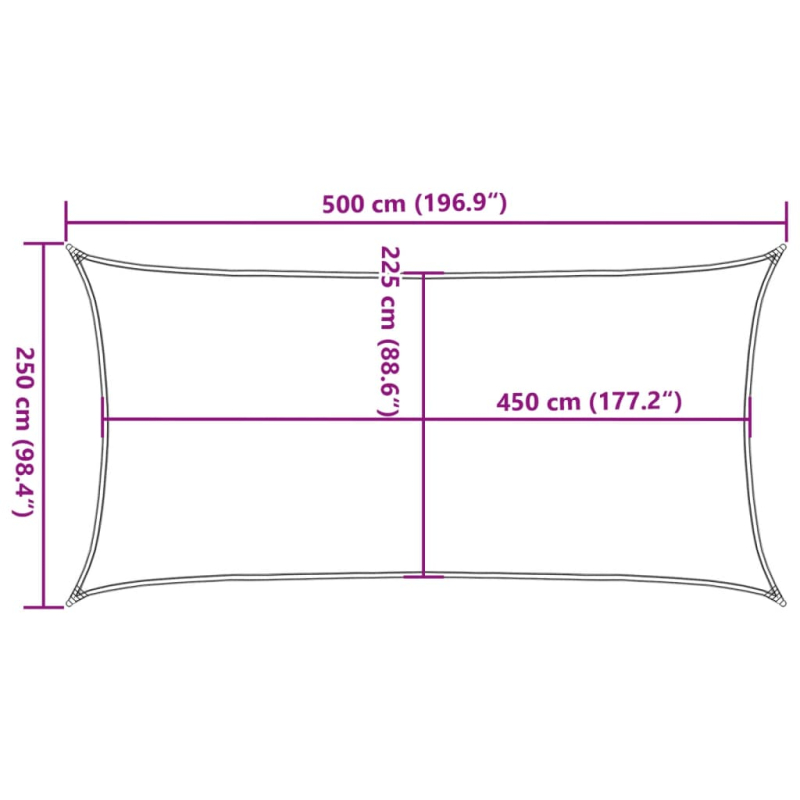 Sonnensegel 160 g/m² Taupe 2,5x5 m HDPE
