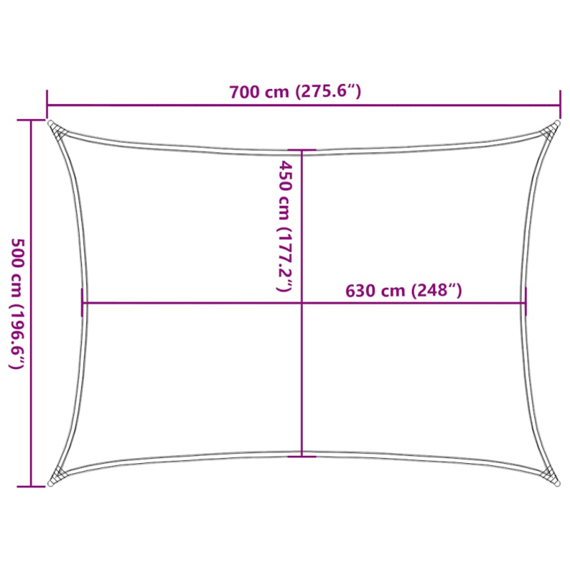 Sonnensegel 160 g/m² Taupe 5x7 m HDPE