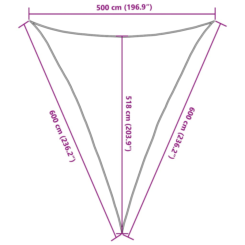 Sonnensegel 160 g/m² Taupe 5x6x6 m HDPE