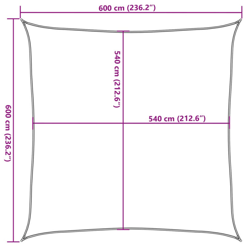 Sonnensegel 160 g/m² Dunkelgrün 6x6 m HDPE