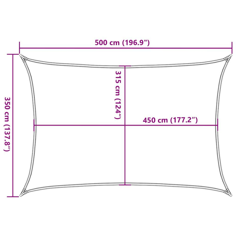 Sonnensegel 160 g/m² Rechteckig Blau 3,5x5 m HDPE