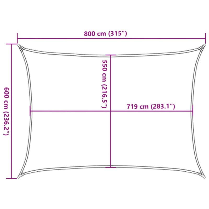 Sonnensegel 160 g/m² Rechteckig Blau 6x8 m HDPE