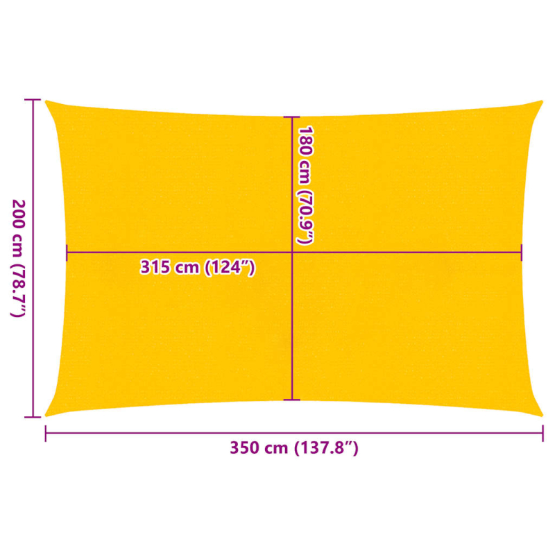 Sonnensegel 160 g/m² Rechteckig Gelb 2x3,5 m HDPE